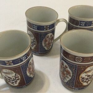 Vintage Interpur Porcelain Imari-Style Mugs made in Japan collectible set of 4
